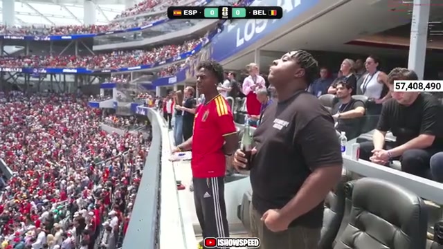 Public IShowSpeed livestream at a packed football stadium